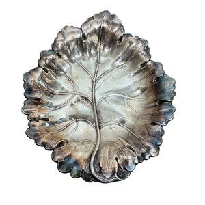 Barker Ellis Silverplate Leaf Dish Trinket Holder Plate Small Vtg Pineapple